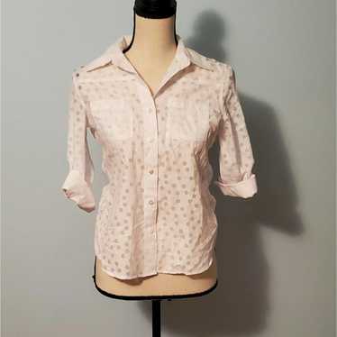 Other Foxcroft Shaped Fit White Polkadot Button-Do