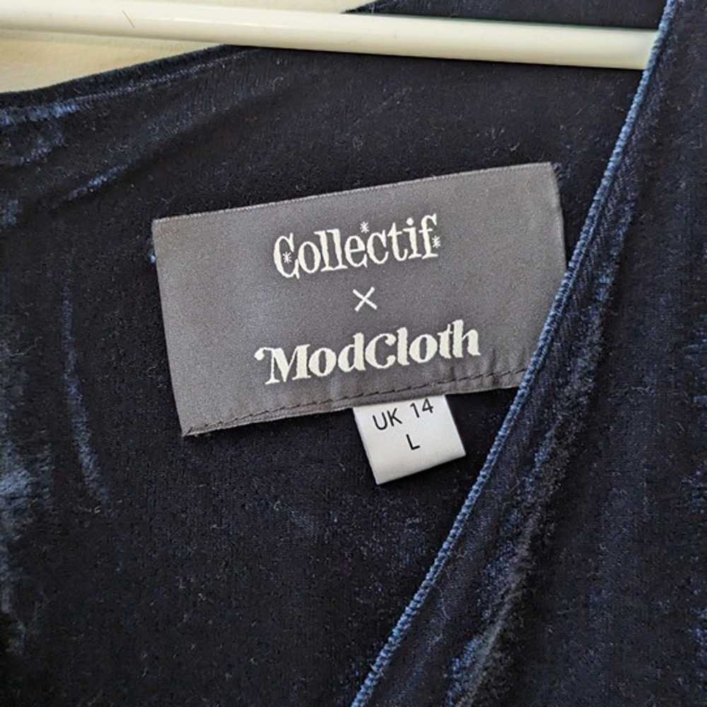 Modcloth x Collectif Velvet Wrap Maxi Dress Navy … - image 5