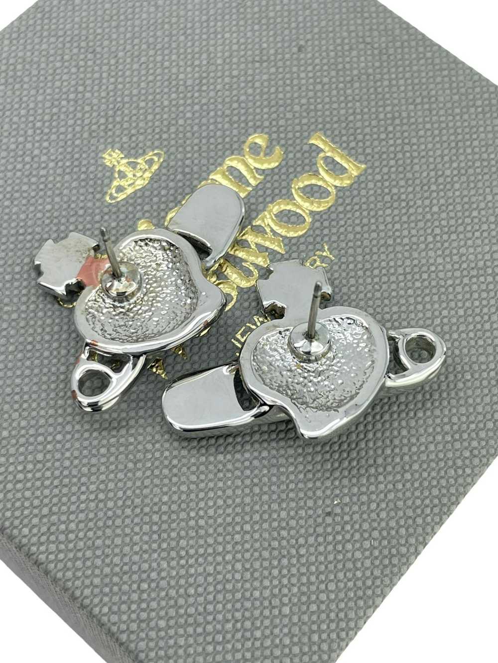 Vivienne Westwood Safety Pin Heart Orb Earrings - image 10