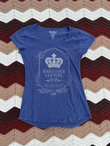 Hard Rock Cafe Couture T-shirt Womens M Hamburg JR Fit Beige Black Stretch