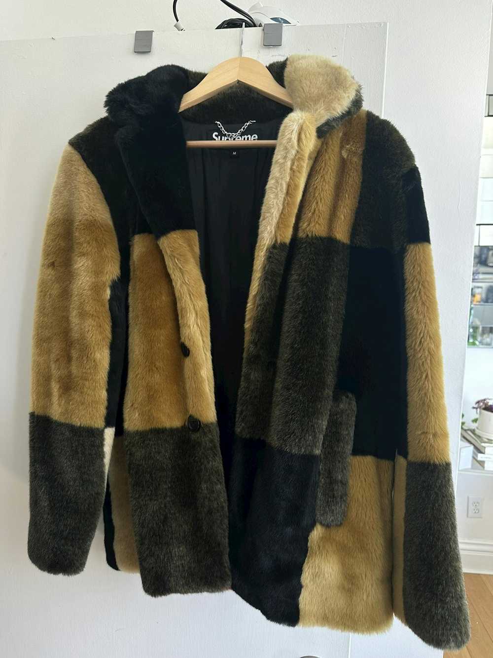 Supreme Faux Fur Patchwork Coat - image 4