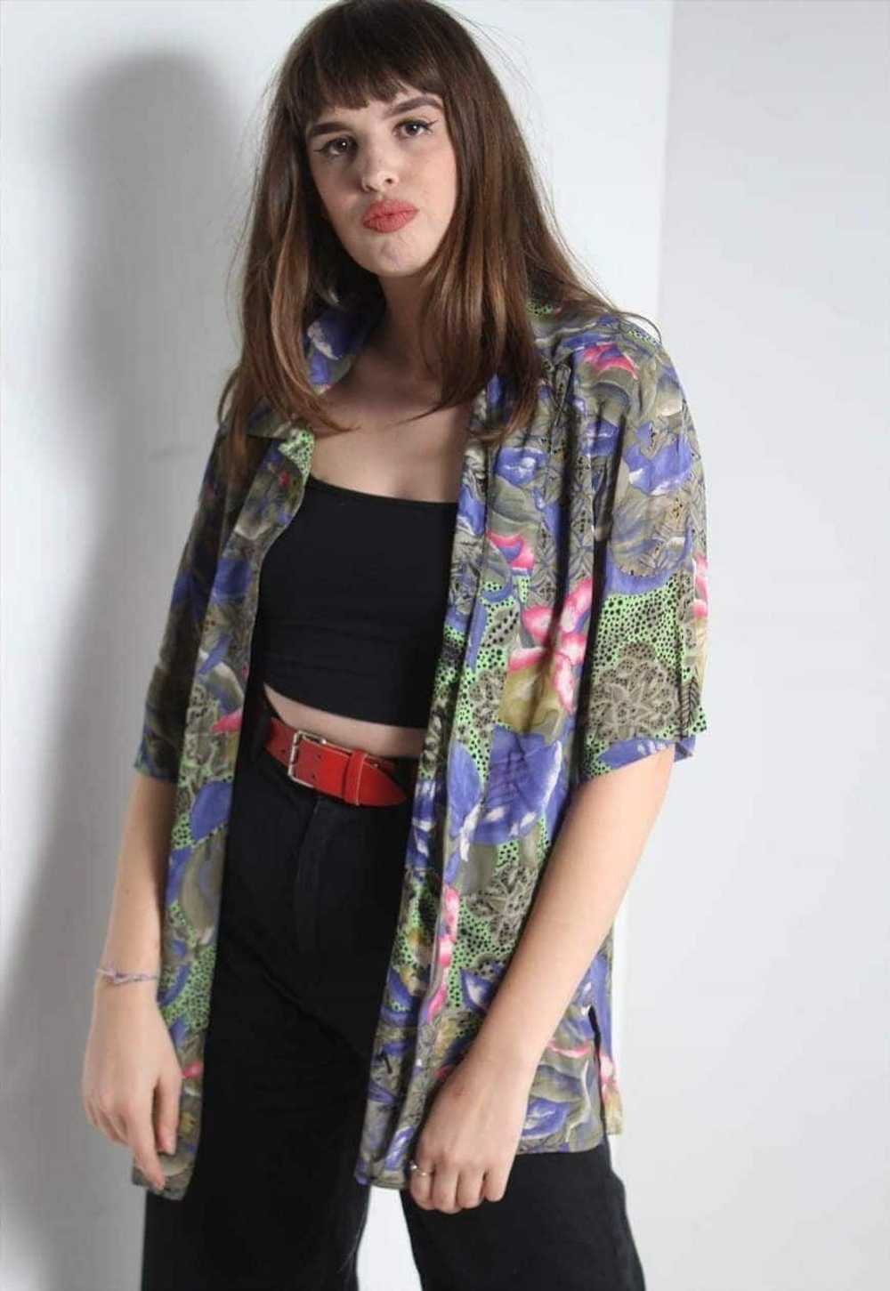 Vintage Abstract Crazy Festival Patterned Shirt M… - image 1
