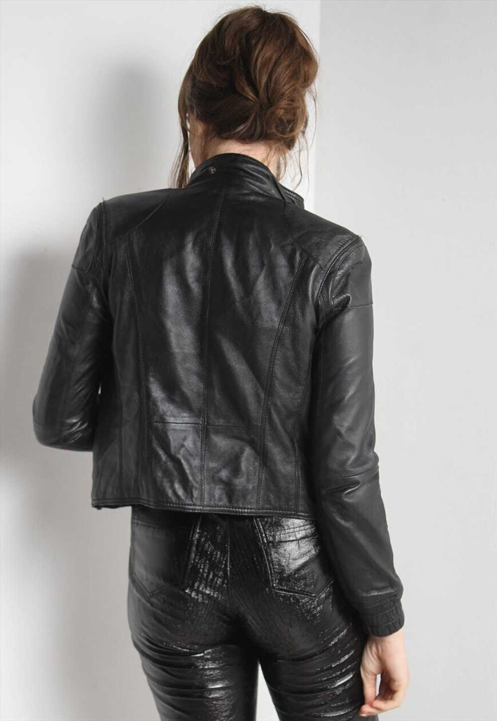 Vintage Y2K Fitted Leather Jacket Black - image 2