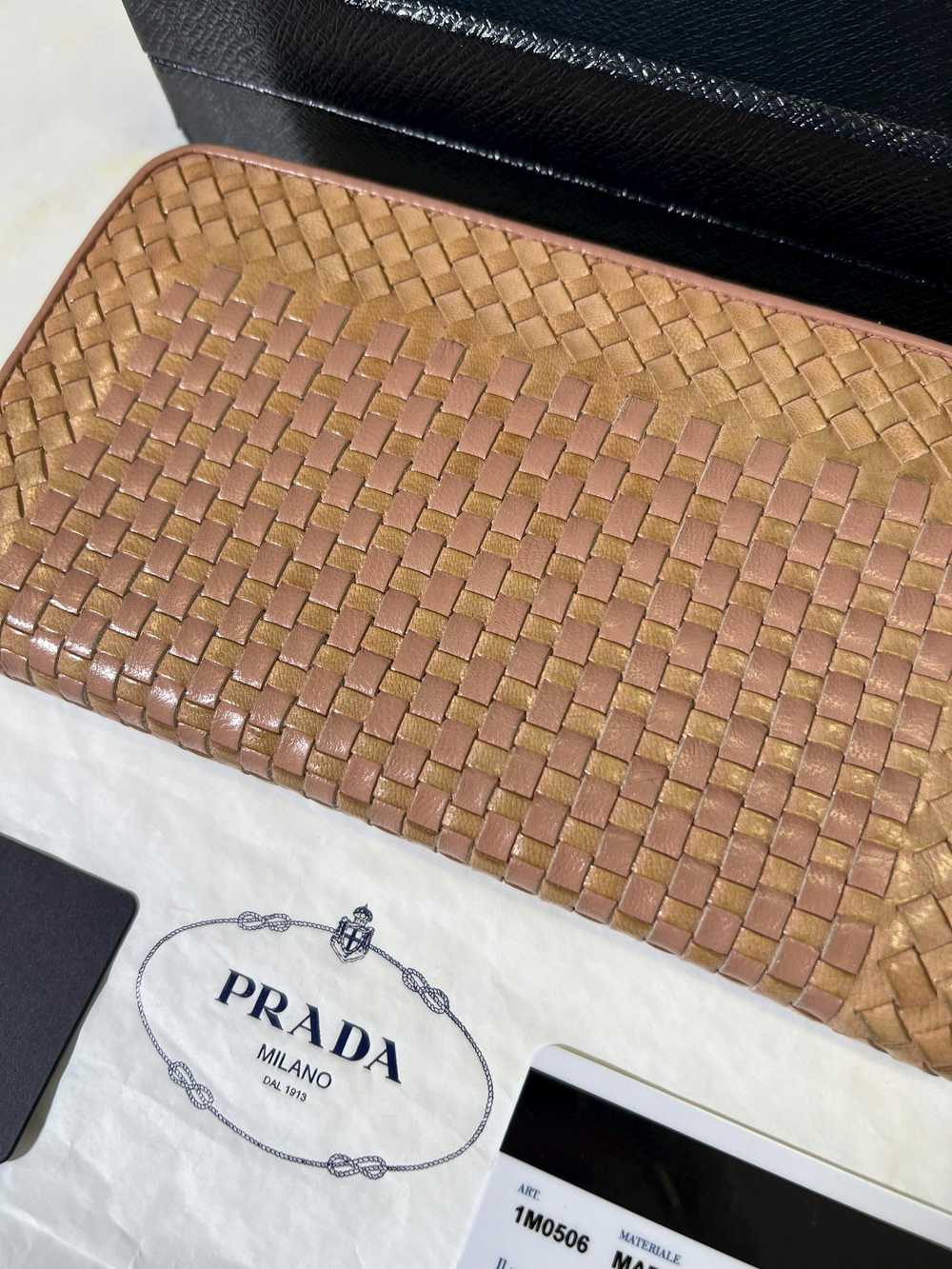 Prada Prada Madras Woven Wallet Talco + Rose - image 3