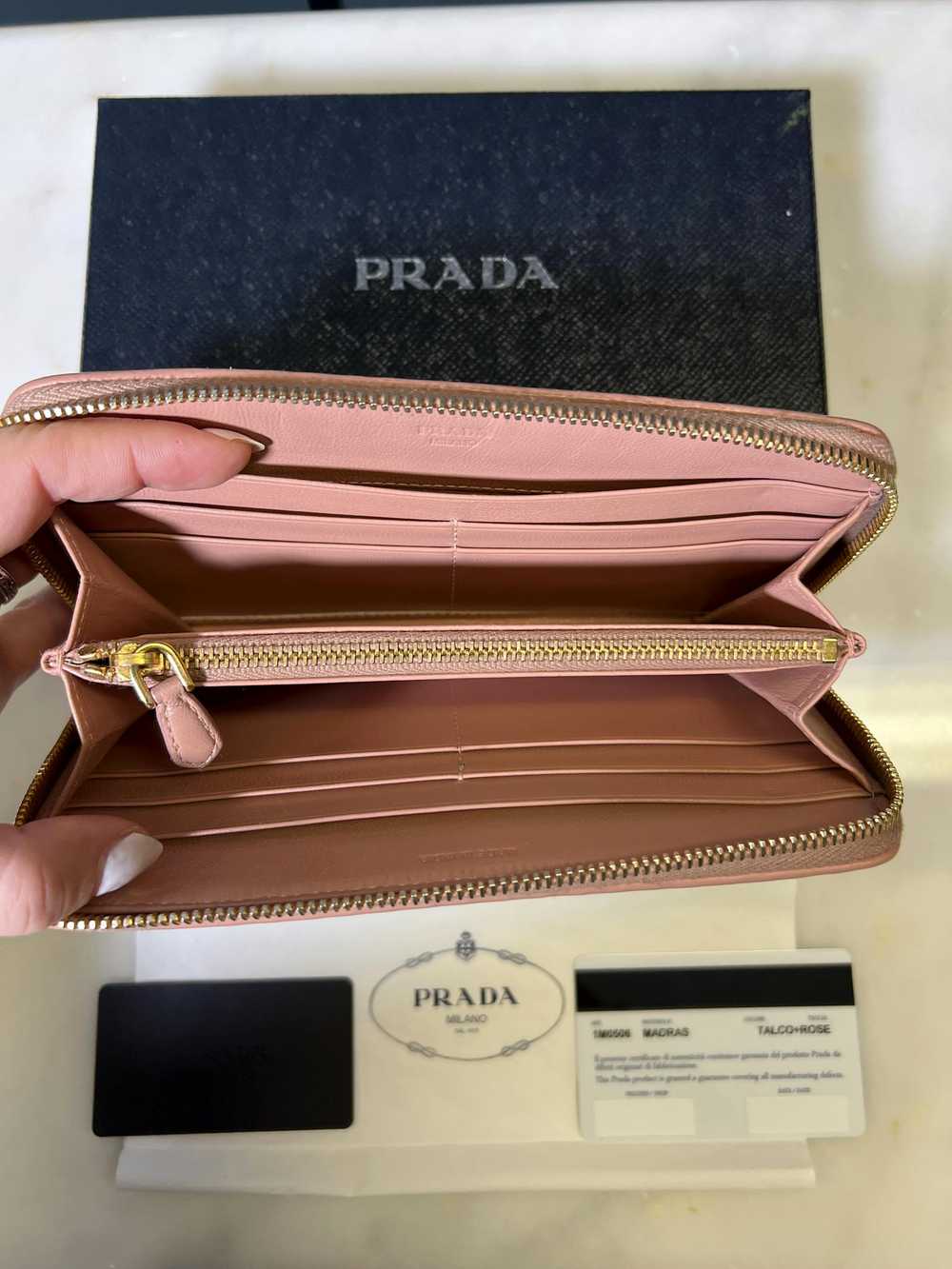 Prada Prada Madras Woven Wallet Talco + Rose - image 6