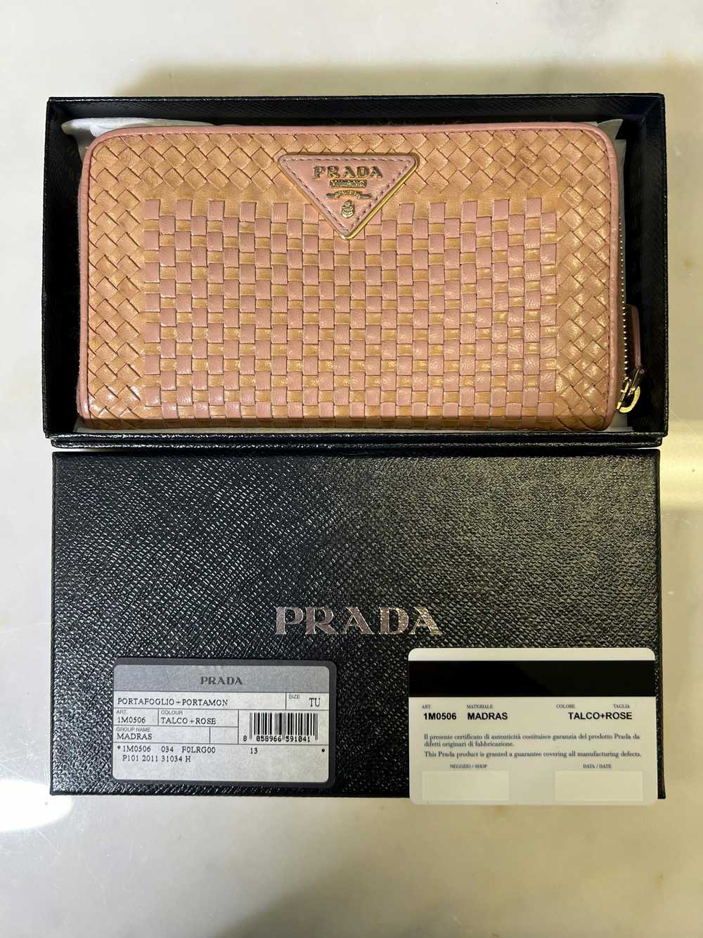 Prada Prada Madras Woven Wallet Talco + Rose - image 7