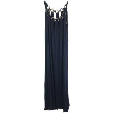 T Tahari Women's Maxi Dress Blue Gold Stretch Sle… - image 1