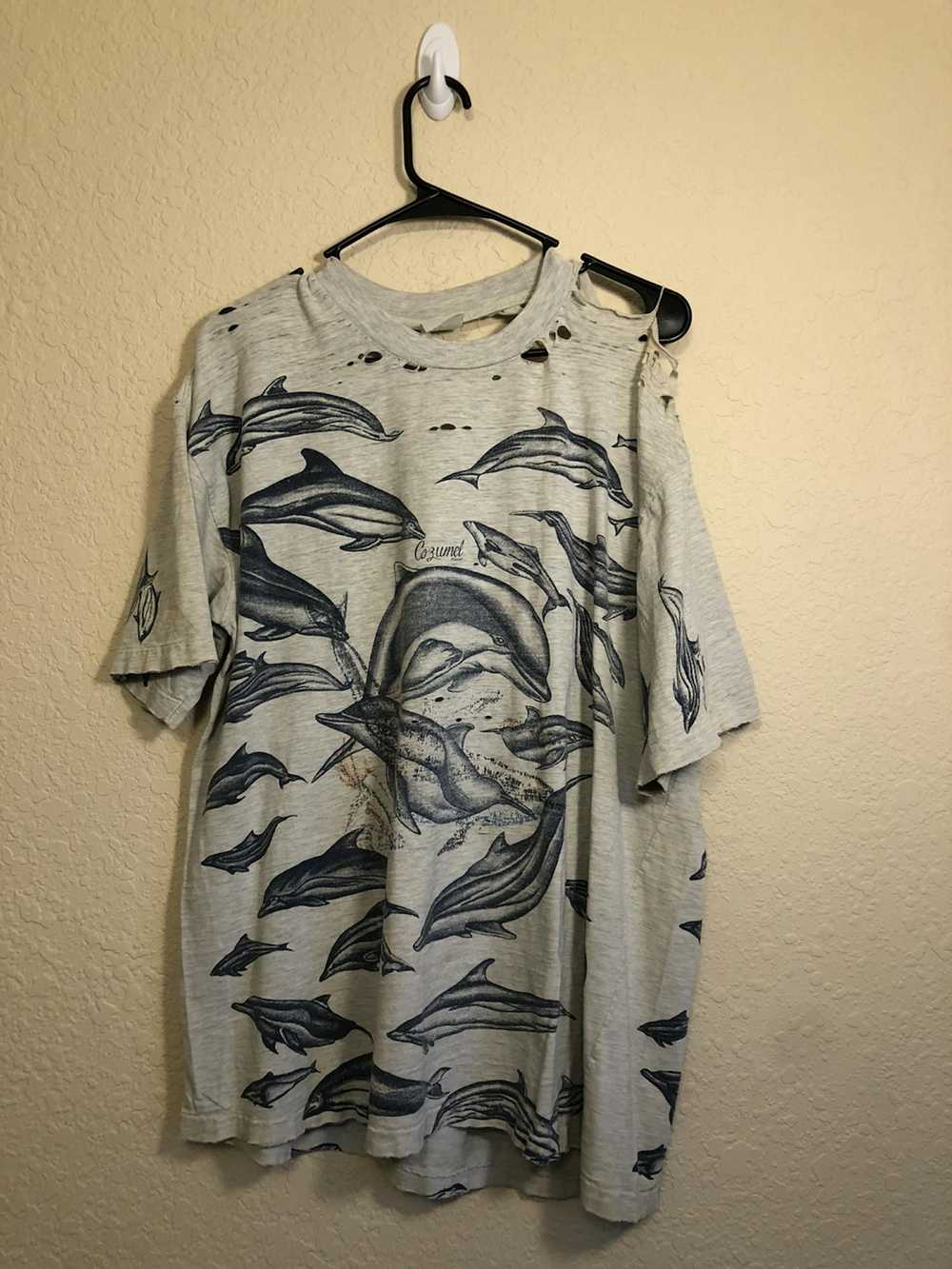 Vintage Thrashed Distressed Mexico Dolphin Faded … - image 1