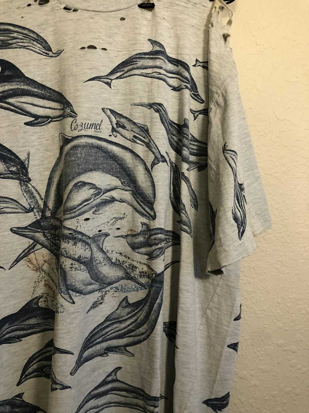 Vintage Thrashed Distressed Mexico Dolphin Faded … - image 5