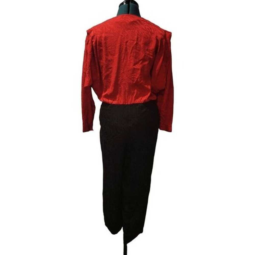 womens Vintage 1990s Red Black Wide Leg Romper pa… - image 4