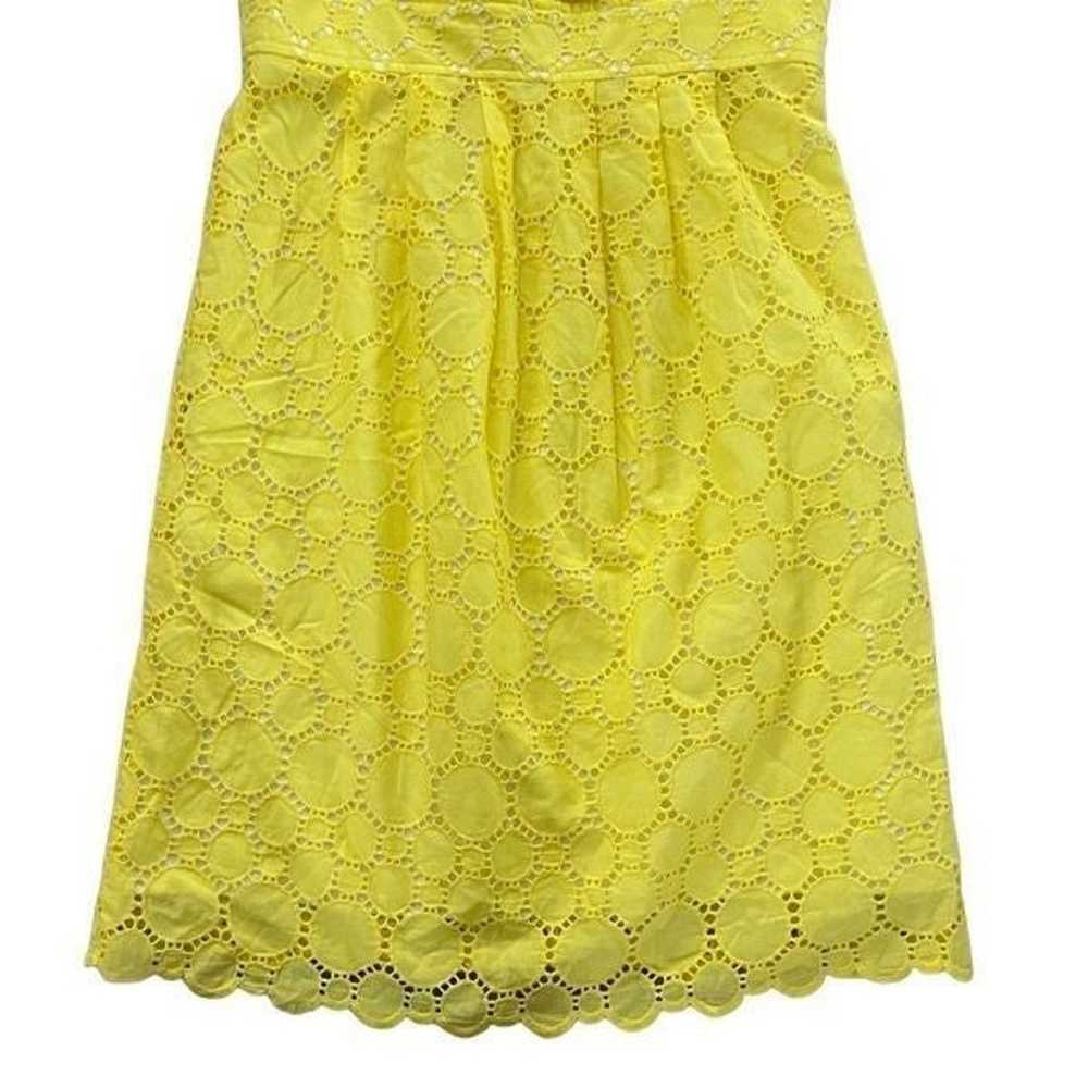 Shoshanna Yellow Eyelet Ruffle Sleeveless Dress - image 4