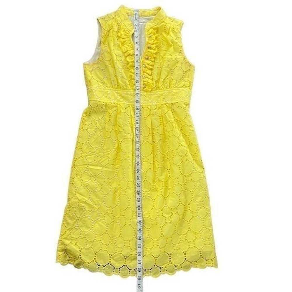 Shoshanna Yellow Eyelet Ruffle Sleeveless Dress - image 7