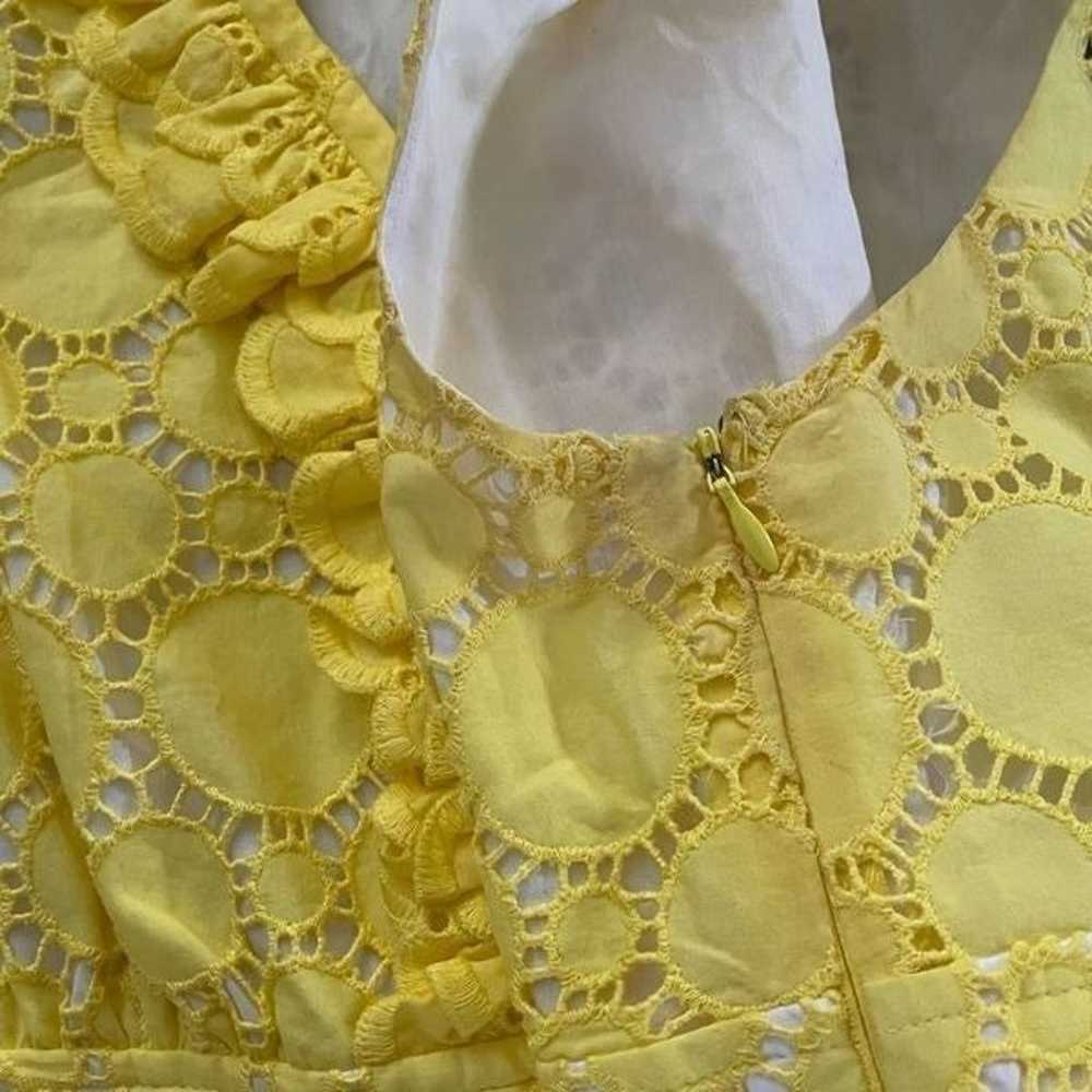 Shoshanna Yellow Eyelet Ruffle Sleeveless Dress - image 8