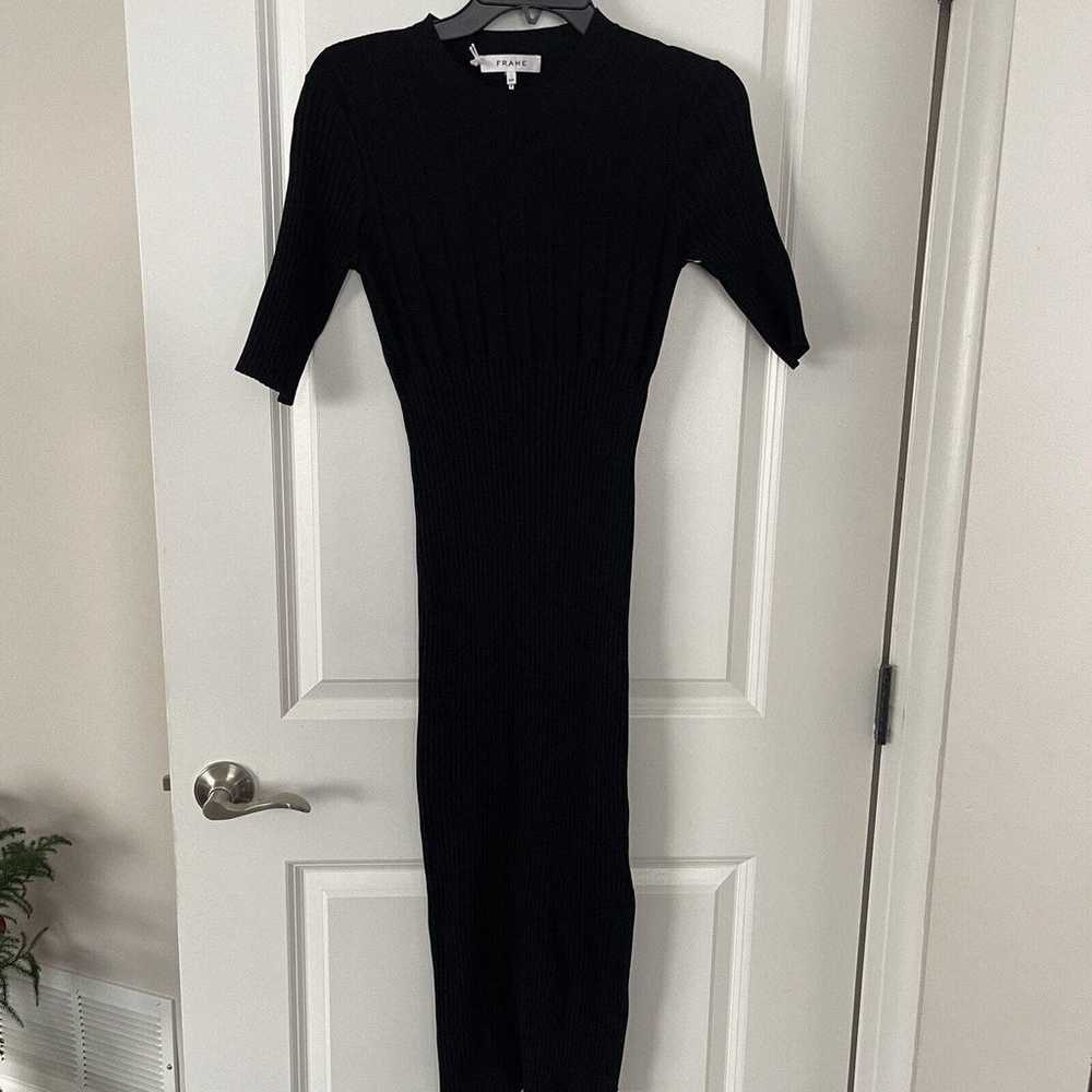 $238 Frame Mixed Rib-Knit Midi Sweater Dress in B… - image 3