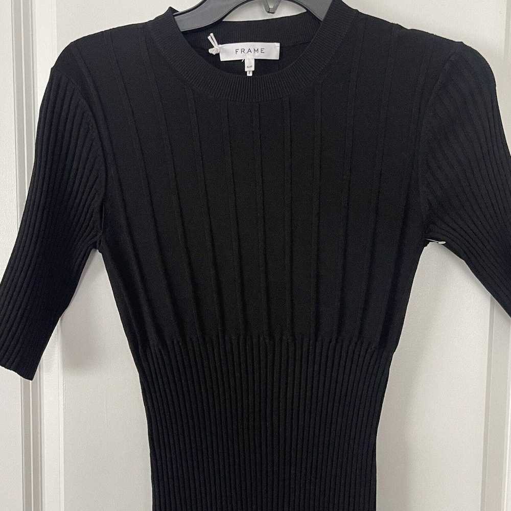$238 Frame Mixed Rib-Knit Midi Sweater Dress in B… - image 4