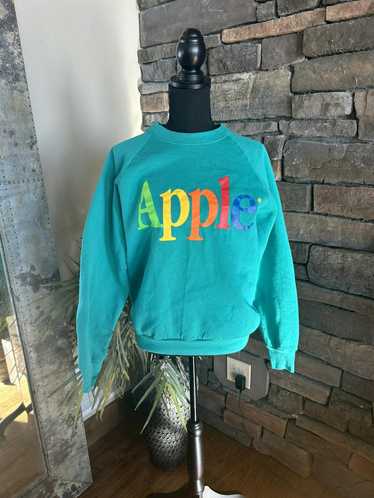Apple Vintage Apple Rainbow Logo Made USA Turquoi… - image 1