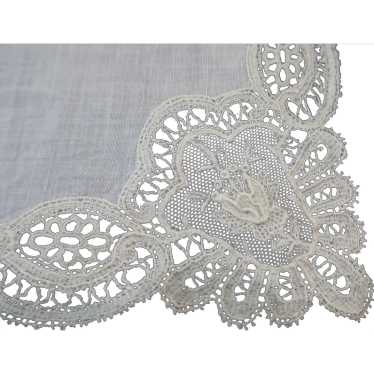 Gorgeous Vintage Lace Edged Wedding White Handker… - image 1