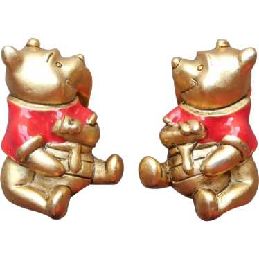 Disney Winnie The Pooh Clip On Earrings Red Ename… - image 1