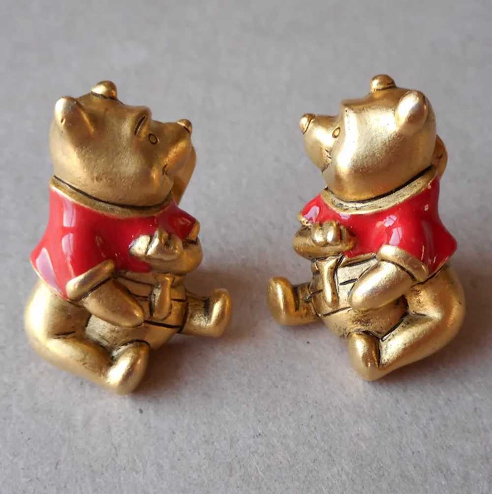 Disney Winnie The Pooh Clip On Earrings Red Ename… - image 2