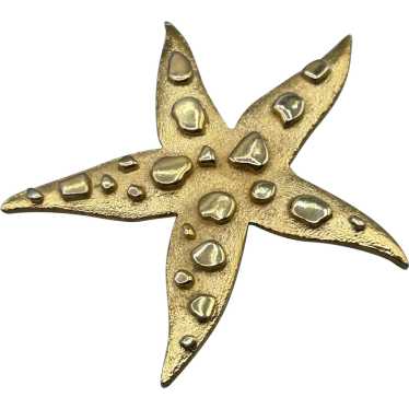 Vintage Gold Tone Starfish Seastar Pin Brooch Tex… - image 1