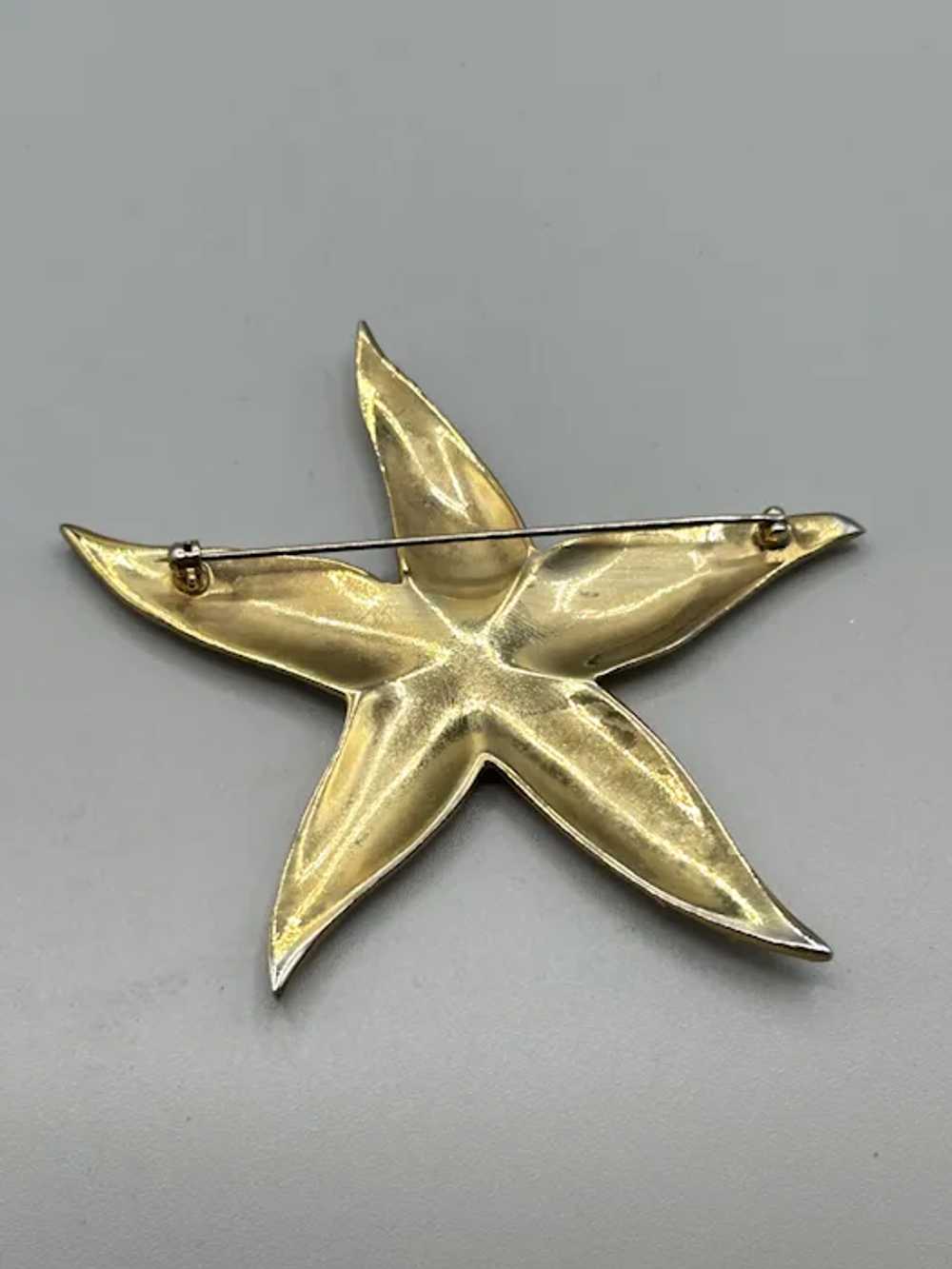 Vintage Gold Tone Starfish Seastar Pin Brooch Tex… - image 4