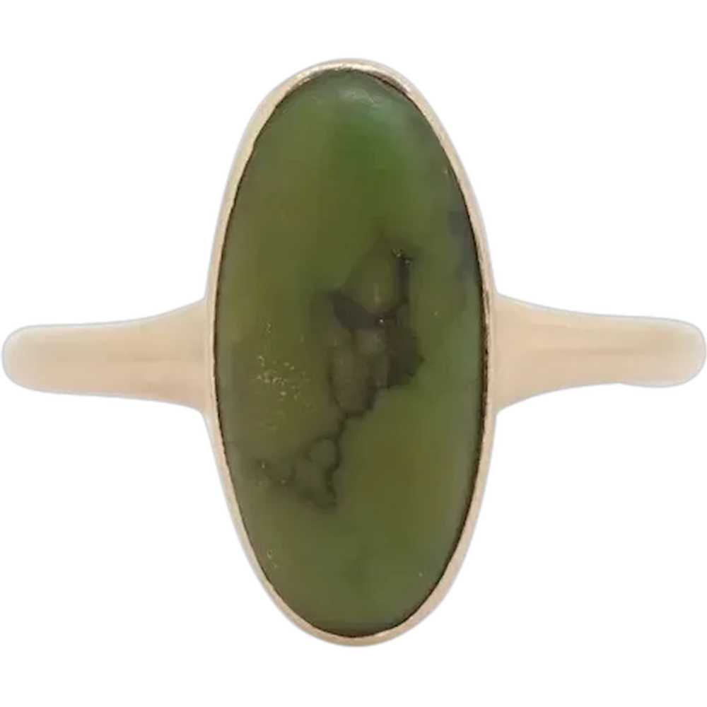 Victorian 10k Turquoise Cabochon stone Ring. 10k … - image 1