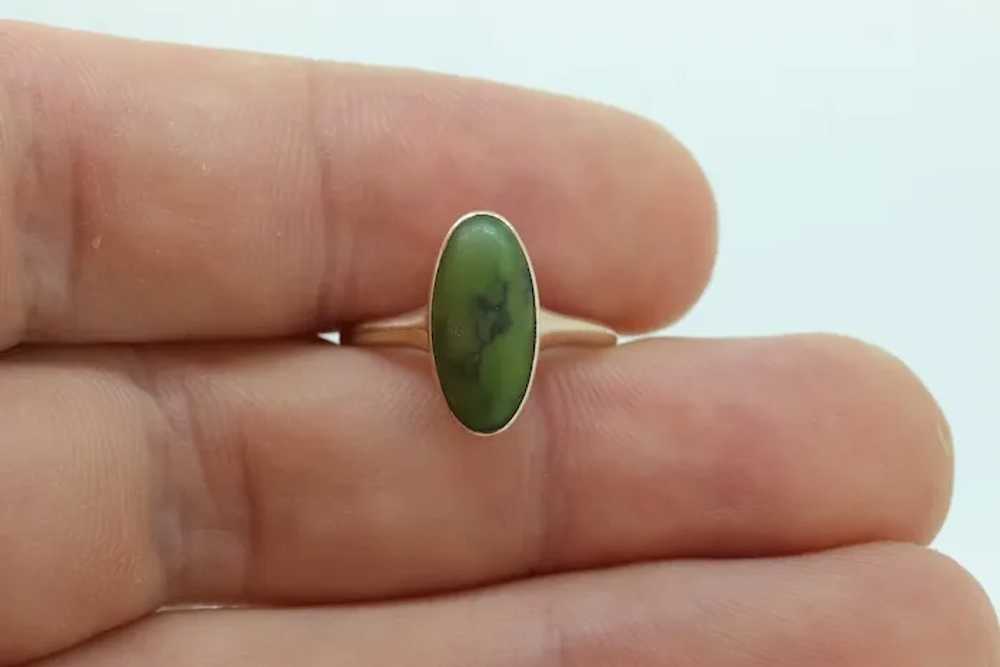 Victorian 10k Turquoise Cabochon stone Ring. 10k … - image 3