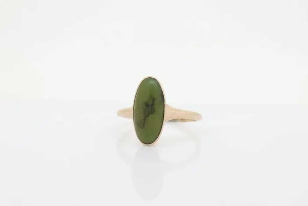 Victorian 10k Turquoise Cabochon stone Ring. 10k … - image 4