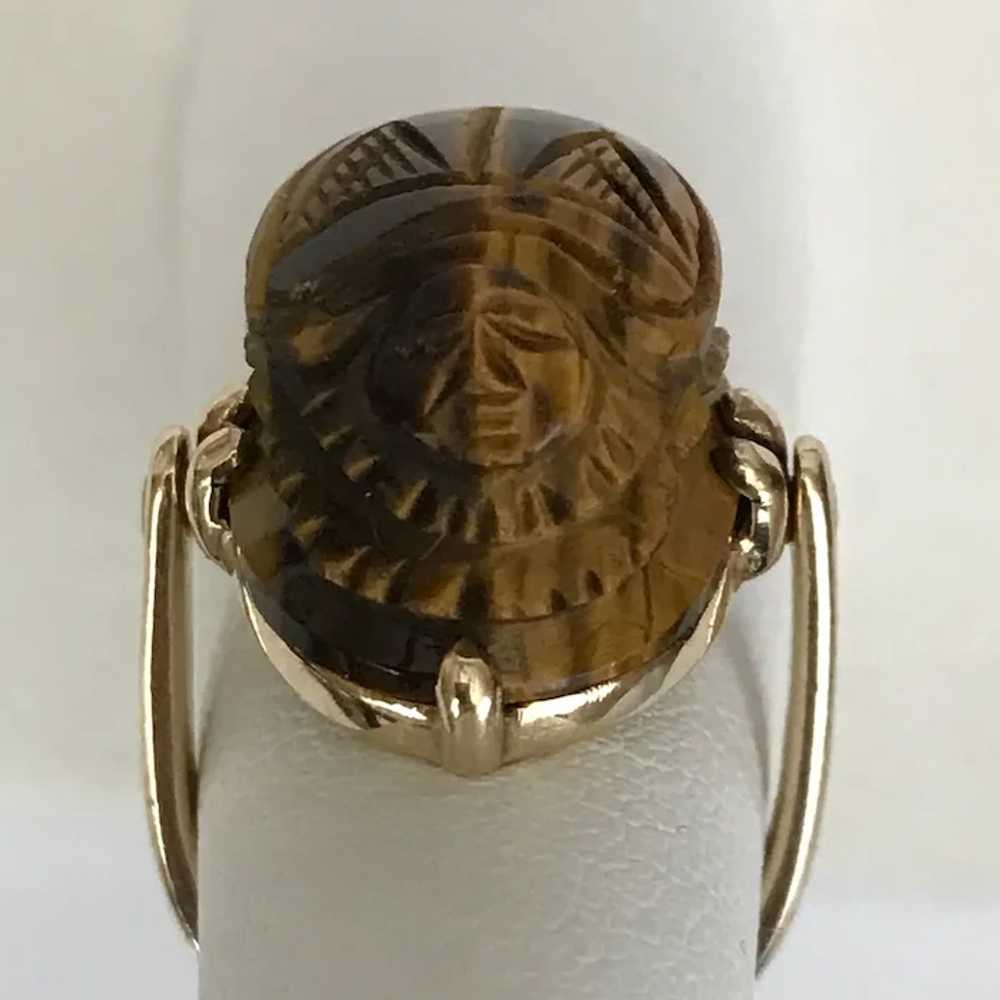 Amazing! 14K YG Man in the Moon Scarab Tiger's Ey… - image 10