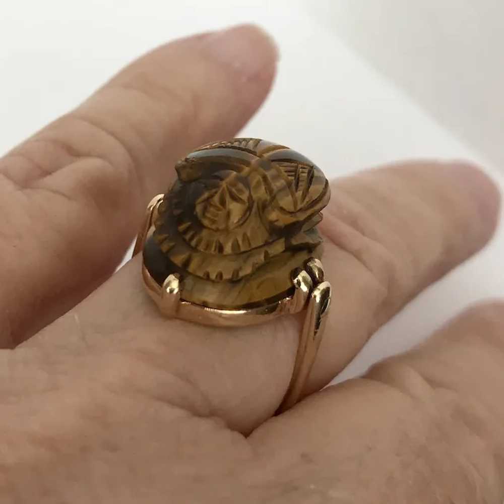 Amazing! 14K YG Man in the Moon Scarab Tiger's Ey… - image 7