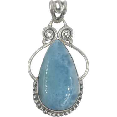 Sterling Silver Larimar Spiral Design Bezel Set B… - image 1