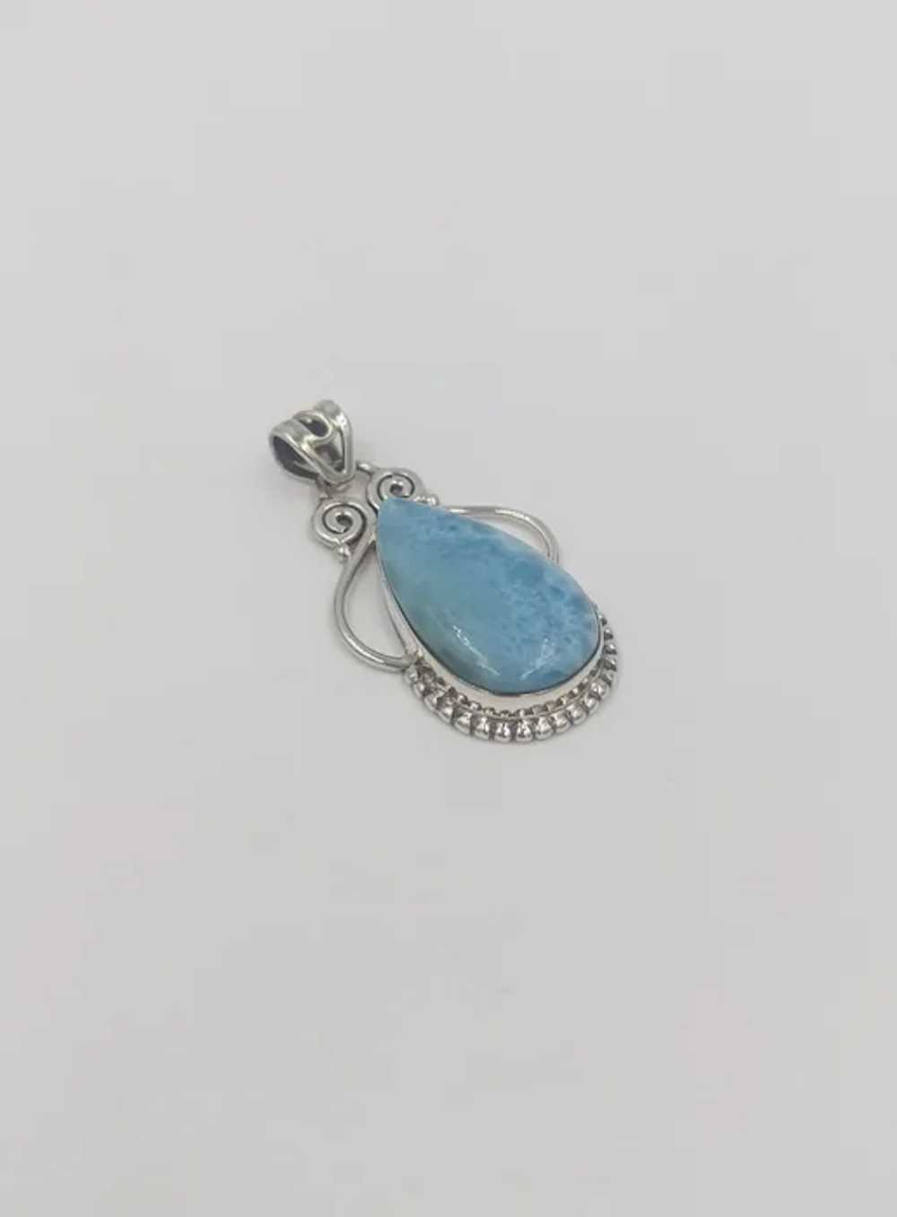 Sterling Silver Larimar Spiral Design Bezel Set B… - image 4