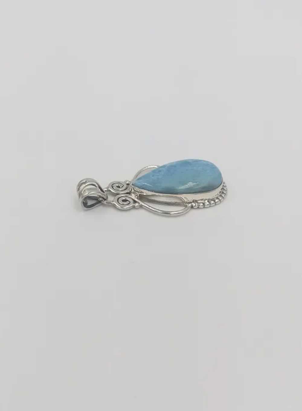 Sterling Silver Larimar Spiral Design Bezel Set B… - image 5