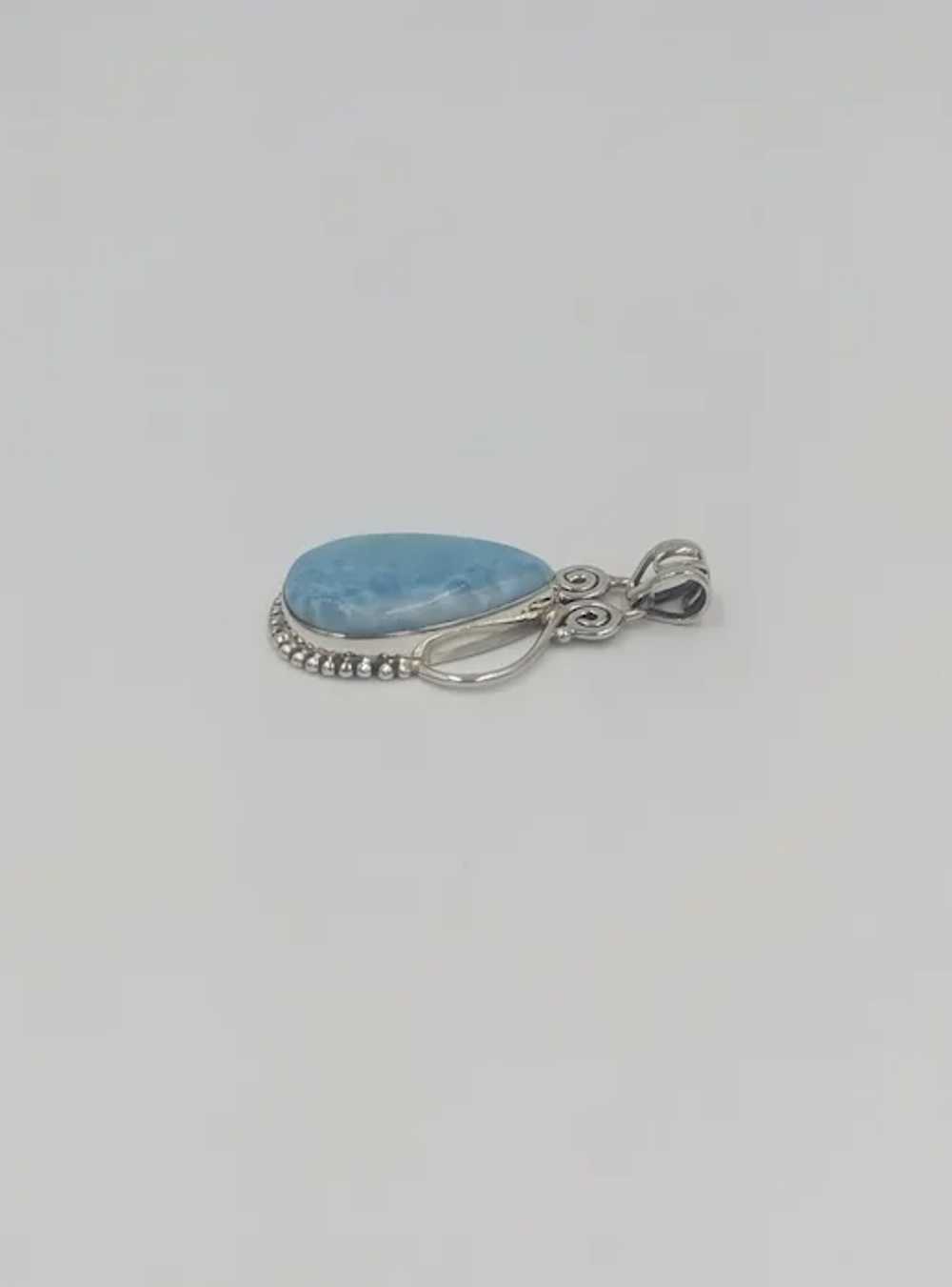 Sterling Silver Larimar Spiral Design Bezel Set B… - image 6