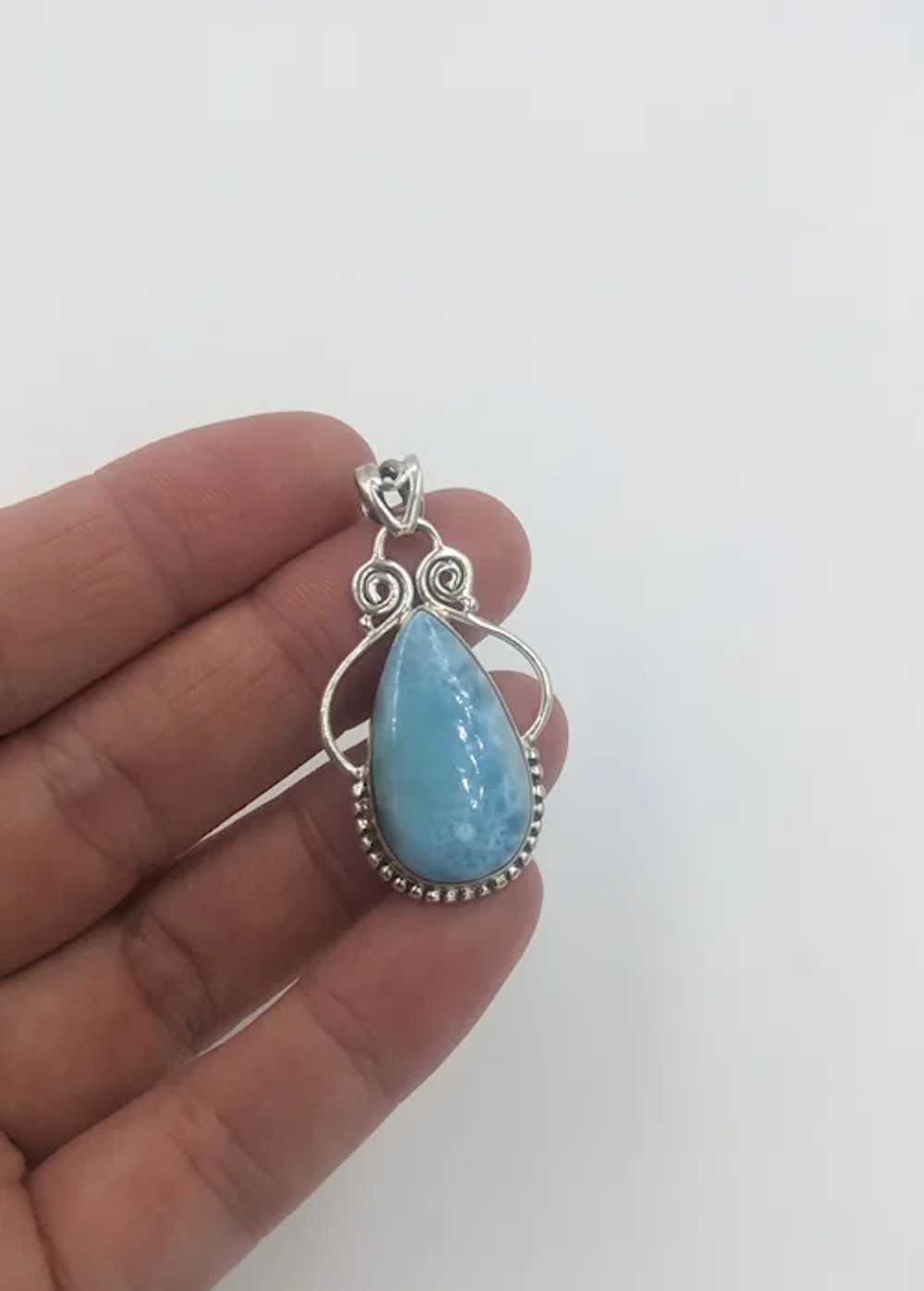 Sterling Silver Larimar Spiral Design Bezel Set B… - image 7