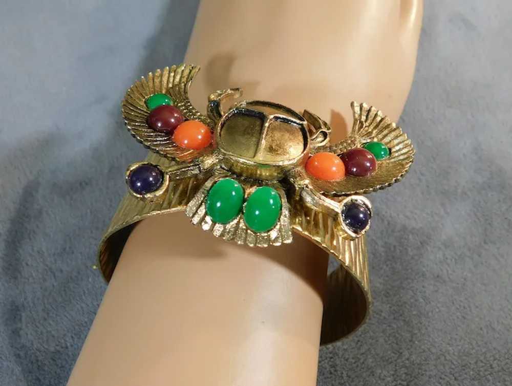 Scarab Cuff Bracelet Egyptian Revival Vintage c19… - image 2