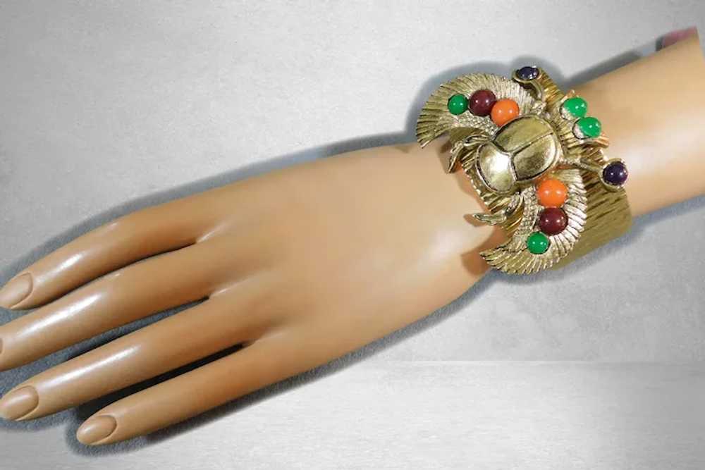 Scarab Cuff Bracelet Egyptian Revival Vintage c19… - image 5