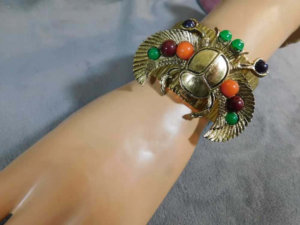 Scarab Cuff Bracelet Egyptian Revival Vintage c19… - image 6