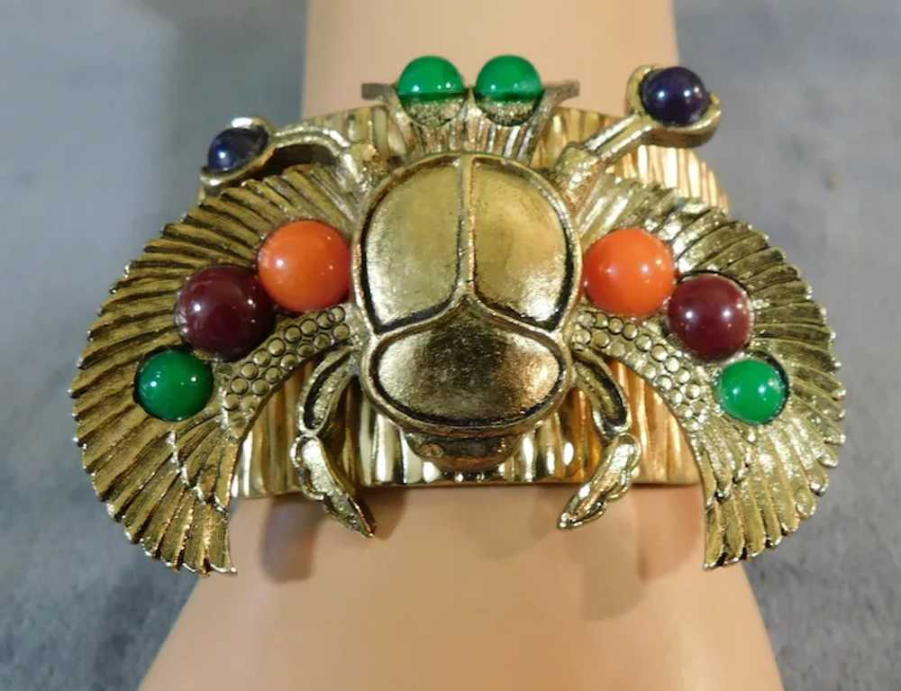 Scarab Cuff Bracelet Egyptian Revival Vintage c19… - image 7