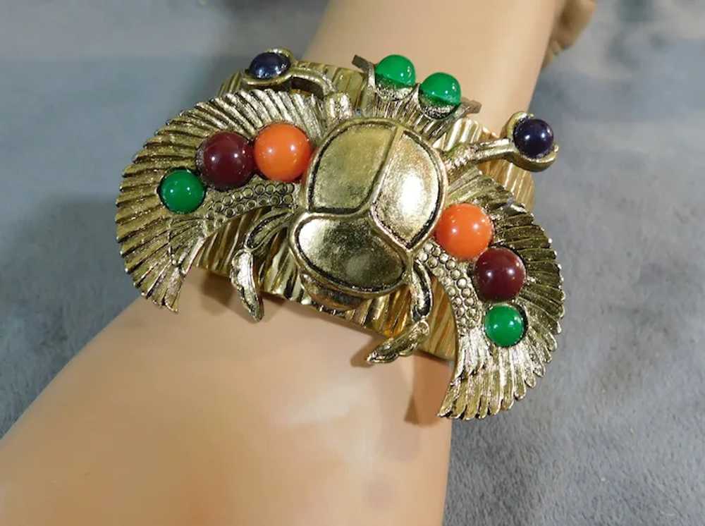 Scarab Cuff Bracelet Egyptian Revival Vintage c19… - image 8