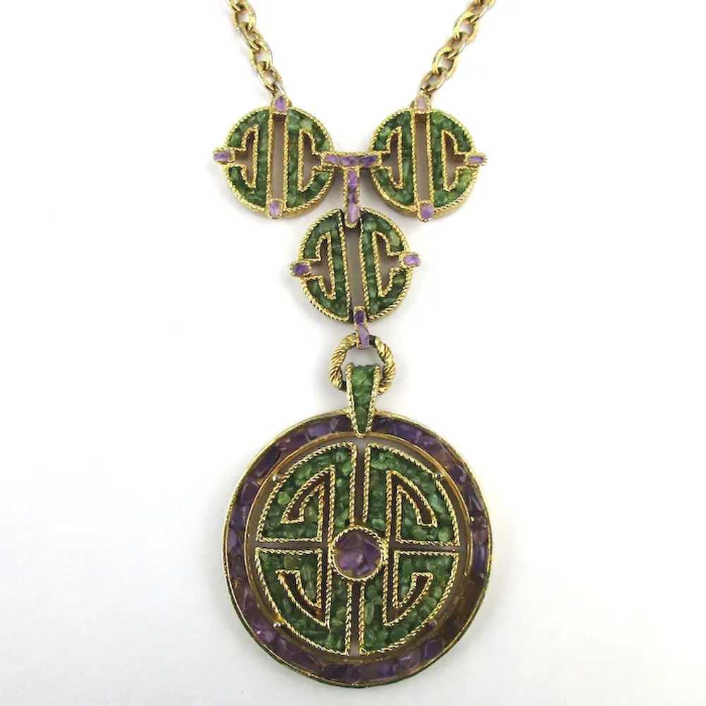 Rare SWOBODA Inc. Jade Amethyst Pendant Necklace - image 2