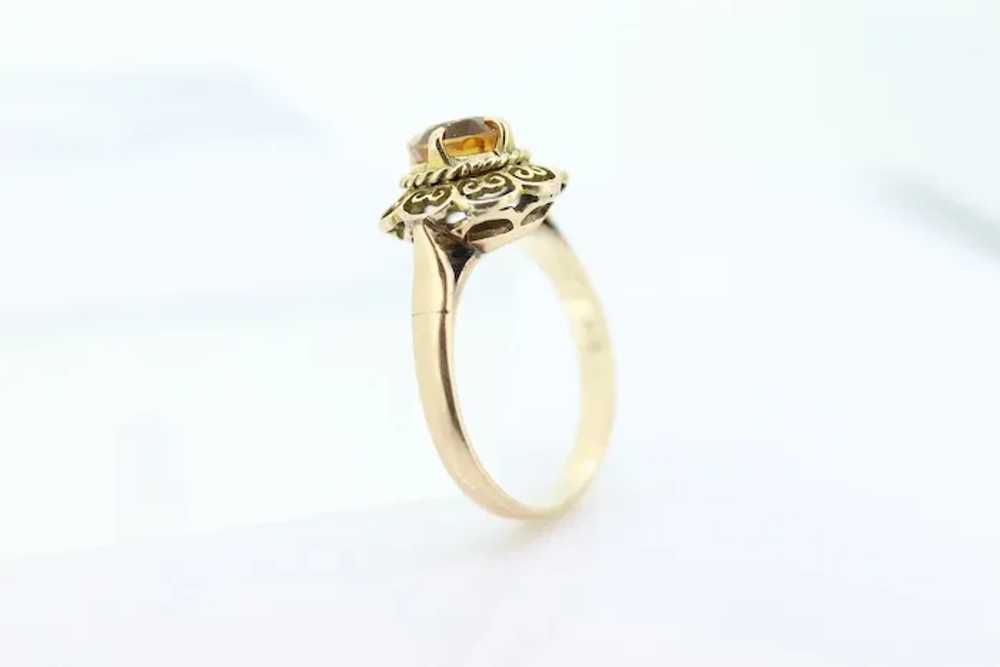 Antique Citrine Flower ring. Hand made 10k yellow… - image 10