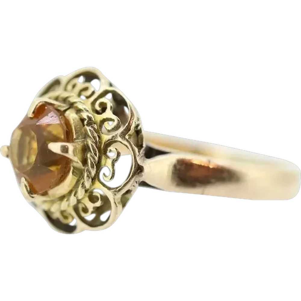 Antique Citrine Flower ring. Hand made 10k yellow… - image 1