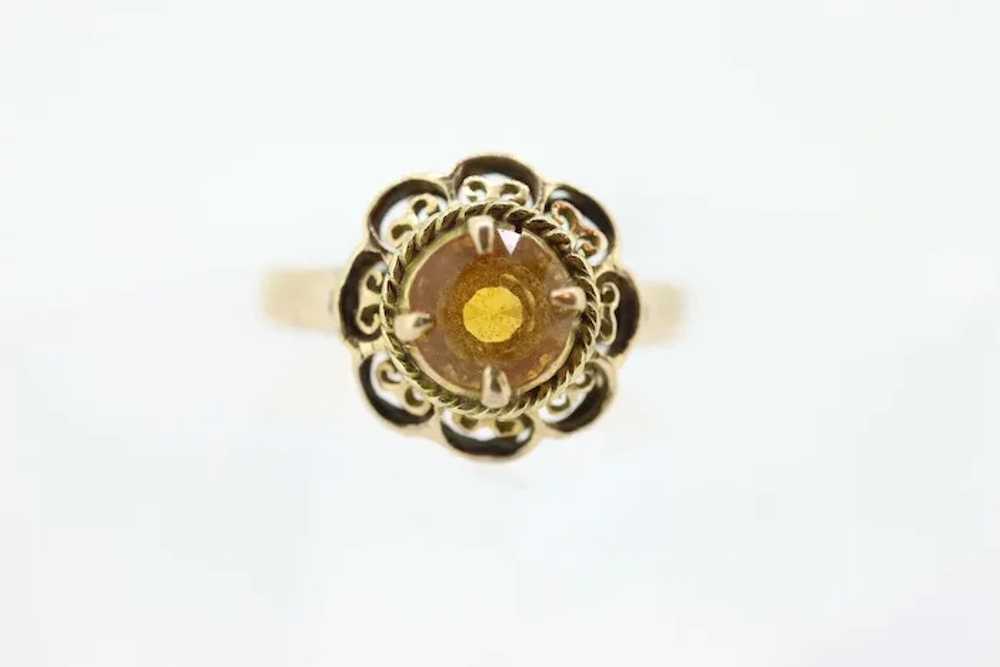 Antique Citrine Flower ring. Hand made 10k yellow… - image 2