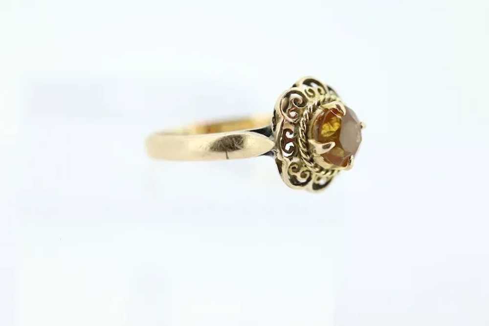 Antique Citrine Flower ring. Hand made 10k yellow… - image 3