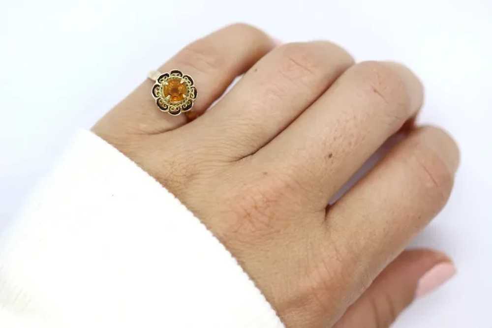 Antique Citrine Flower ring. Hand made 10k yellow… - image 4