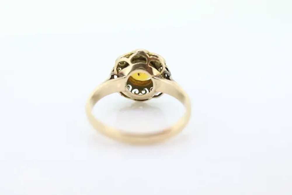 Antique Citrine Flower ring. Hand made 10k yellow… - image 7