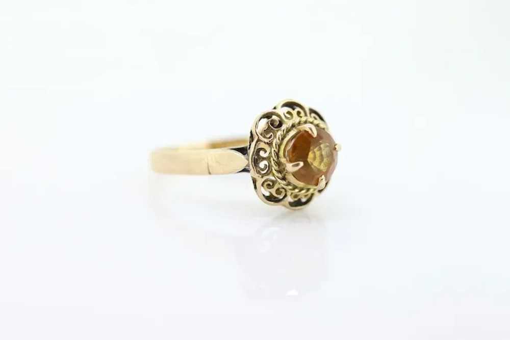 Antique Citrine Flower ring. Hand made 10k yellow… - image 8