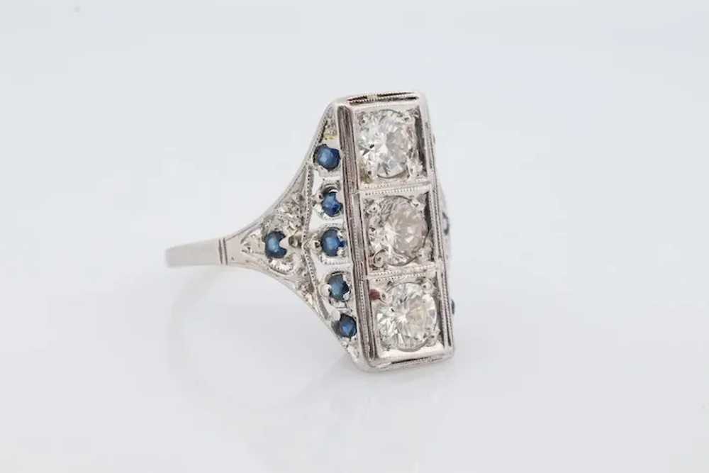 Antique 18k and Platinum Triple Diamond ring. Ver… - image 3