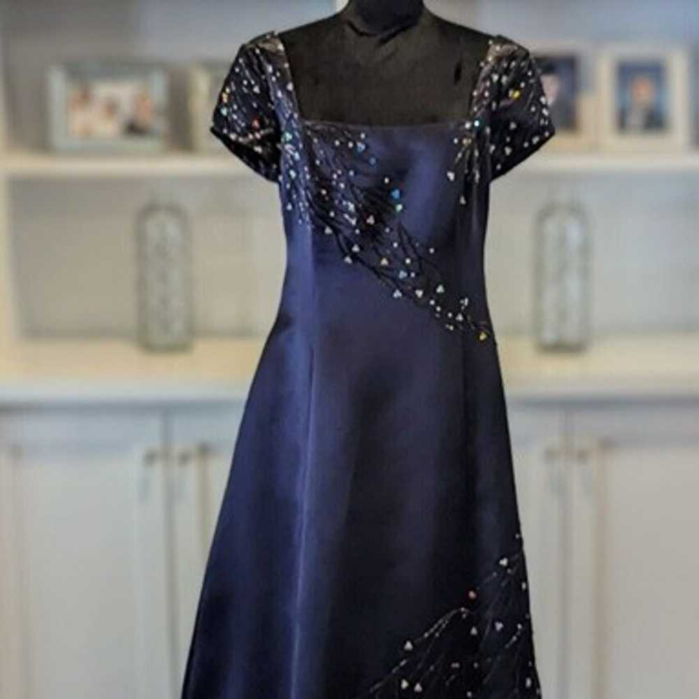 JOVANI Vintage Navy Blue Crystal Prom Formal Long… - image 1